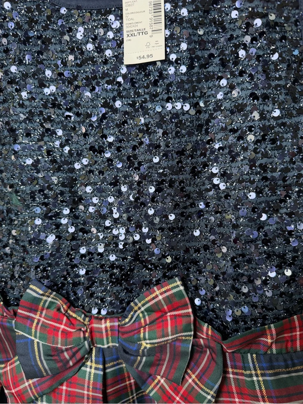 THE CHILDRENS PLACE Girls Size 16 XXL/TTG Navy & Plaid Dress